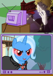 Size: 564x800 | Tagged: safe, derpibooru import, trixie, magic duel, alicorn amulet, dio brando, exploitable meme, jojo's bizarre adventure, meme, tv meme