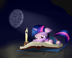 Size: 2500x2000 | Tagged: safe, artist:wreky, derpibooru import, twilight sparkle, book, candle, female, filly, filly twilight sparkle, high res, night, solo, stars, window, younger