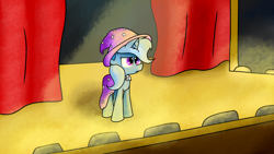 Size: 2560x1440 | Tagged: safe, artist:dark-shadow-draws, derpibooru import, trixie, pony, unicorn, solo, stage