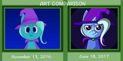 Size: 3200x1600 | Tagged: safe, artist:chimneycat, derpibooru import, trixie, pony, unicorn, comparison, female, mare