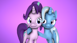 Size: 3840x2160 | Tagged: safe, artist:vanchees, derpibooru import, starlight glimmer, trixie, pony, unicorn, 3d, female, mare