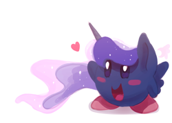 Size: 1280x917 | Tagged: safe, artist:darkflame75, princess luna, alicorn, pony, blushing, crossover, heart, kirby, kirby (character), kirby luna, kirbyfied, lunadoodle, open mouth, solo