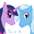 Size: 500x500 | Tagged: safe, artist:sorceressjacklyn, derpibooru import, trixie, twilight sparkle, pony, unicorn, female, lesbian, mare, shipping, simple background, twixie, white background