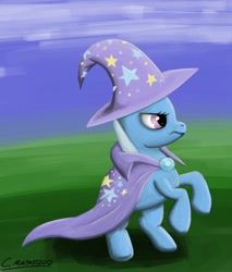 Size: 858x1006 | Tagged: safe, artist:luffsas, derpibooru import, trixie, pony, unicorn, blue coat, female, horn, mare, solo, two toned mane