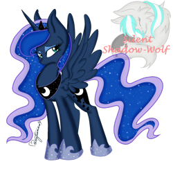 Size: 1024x1024 | Tagged: safe, artist:pvrii, princess luna, alicorn, pony, simple background, solo, spread wings, transparent background