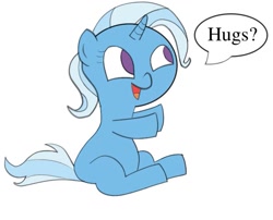 Size: 643x520 | Tagged: safe, artist:captain64, derpibooru import, trixie, pony, unicorn, bronybait, female, happy, hug, hug request, mare, smiling, solo