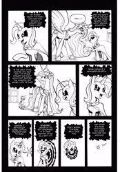 Size: 3442x4952 | Tagged: safe, artist:leon-z, derpibooru import, lord tirek, princess celestia, trixie, oc, oc:thunderbolt, alicorn, pony, unicorn, comic:returns endings & beginnings, absurd resolution, comic, female, mare, portal, possessed