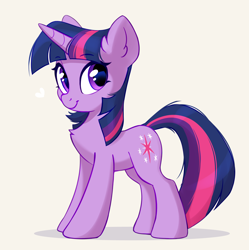 Size: 3114x3126 | Tagged: safe, artist:taneysha, twilight sparkle, unicorn twilight, pony, unicorn, chest fluff, cute, ear fluff, emala jiss challenge, female, heart, high res, looking at you, mare, simple background, smiling, smiling at you, solo, twiabetes, white background