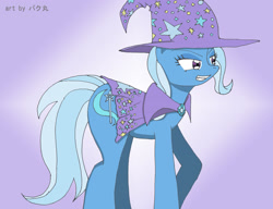 Size: 2740x2106 | Tagged: safe, artist:bakumaru01, derpibooru import, trixie, pony, unicorn, female, gradient background, mare, solo