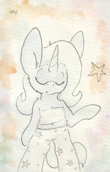 Size: 683x1066 | Tagged: safe, artist:slightlyshade, derpibooru import, trixie, pony, semi-anthro, unicorn, solo, traditional art