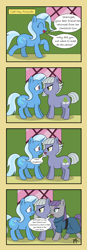 Size: 2318x6683 | Tagged: safe, artist:pony4koma, derpibooru import, limestone pie, maud pie, trixie, earth pony, pony, unicorn, rock solid friendship, absurd resolution, angry, bad end, best friends, boop, comic, dialogue, eyes closed, fixing, happy, looking at each other, nose wrinkle, noseboop, open mouth, problem solved, rock farm, smiling, sweat
