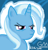 Size: 696x720 | Tagged: safe, artist:greenmarta, derpibooru import, trixie, pony, unicorn, bust, female, frown, grumpy, mare, portrait, signature, solo