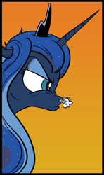 Size: 434x735 | Tagged: safe, artist:pony-berserker, princess luna, alicorn, pony, comic:the royal flu, angry, i can't believe it's not idw, luna is not amused, snorting, solo, stare, the stare, unamused