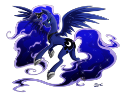 Size: 1968x1520 | Tagged: safe, artist:mingraine, princess luna, alicorn, pony, crown, female, horseshoes, jewelry, mare, plot, regalia, simple background, solo, spread wings, transparent background