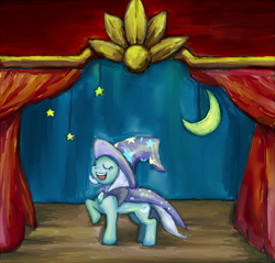 Size: 700x668 | Tagged: safe, artist:kuromozuku, derpibooru import, trixie, pony, unicorn, female, mare, pixiv, solo, stage