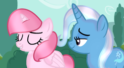 Size: 1021x563 | Tagged: safe, artist:lucilove17, derpibooru import, trixie, oc, pony, unicorn, canon x oc, female, lesbian, mare, shipping