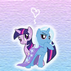 Size: 300x300 | Tagged: safe, artist:empty-10, artist:thepegasusbrony, derpibooru import, trixie, twilight sparkle, pony, unicorn, duo, female, lesbian, mare, shipping, twixie