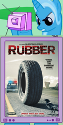 Size: 563x1112 | Tagged: safe, derpibooru import, trixie, exploitable meme, movie, poster, robert the tire, rubber (movie), tv meme, wheel