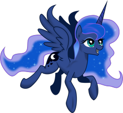 Size: 2142x1963 | Tagged: safe, artist:kp-shadowsquirrel, artist:snowfeather1, princess luna, alicorn, pony, flying, simple background, smiling, solo, transparent background