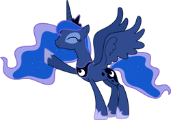 Size: 1569x1106 | Tagged: safe, artist:snowfeather1, princess luna, alicorn, pony, luna eclipsed, eyes closed, raised hoof, simple background, solo, transparent background, vector