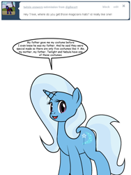 Size: 600x800 | Tagged: safe, artist:dekomaru, derpibooru import, trixie, pony, ask, simple background, solo, tumblr, tumblr:ask twixie, white background