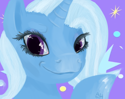 Size: 1024x808 | Tagged: safe, artist:dragonair13, derpibooru import, trixie, pony, unicorn, female, mare, portrait, smiling, solo, uncanny valley