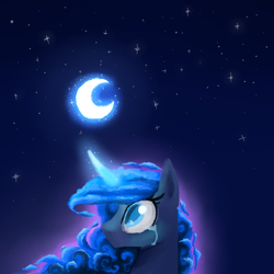 Size: 1024x1024 | Tagged: safe, artist:alliecorn, princess luna, alicorn, pony, crying, moon, night, solo, stars