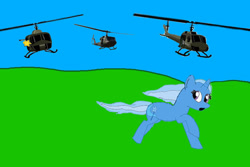 Size: 800x533 | Tagged: dead source, safe, artist:jax5485, derpibooru import, trixie, pony, unicorn, female, helicopter, mare, solo, trixiebuse