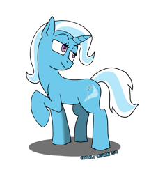 Size: 1024x1129 | Tagged: safe, artist:cobaltlegion, derpibooru import, trixie, pony, unicorn, female, looking back, mare, raised hoof, simple background, solo, transparent background