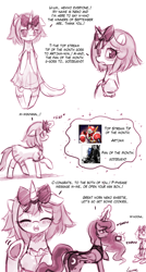 Size: 774x1440 | Tagged: safe, artist:lumineko, princess luna, oc, oc:neko heart, alicorn, pony, clothes, dress, eyes closed, hair bow, moonbutt, tumblr