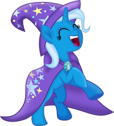 Size: 5424x6000 | Tagged: safe, artist:limedazzle, derpibooru import, trixie, pony, unicorn, my little pony: the movie, absurd resolution, cape, clothes, cute, diatrixes, eyes closed, female, hat, mare, open mouth, simple background, smiling, solo, transparent background, trixie's cape, trixie's hat, vector