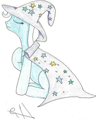 Size: 791x1009 | Tagged: dead source, safe, artist:byakko9900, derpibooru import, trixie, pony, unicorn, female, mare, solo, traditional art