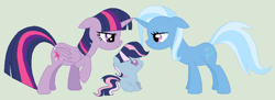 Size: 918x334 | Tagged: safe, artist:unoriginai, derpibooru import, trixie, twilight sparkle, twilight sparkle (alicorn), oc, alicorn, pony, female, lesbian, magical lesbian spawn, offspring, shipping, twixie