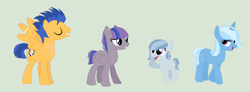 Size: 1424x522 | Tagged: safe, artist:aurasparkle, derpibooru import, flash sentry, trixie, oc, pony, unicorn, crack shipping, family, female, male, mare, sentrixie, shipping, simple background, straight