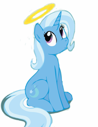 Size: 2551x3301 | Tagged: safe, artist:brianblackberry, artist:mlptrixie69, derpibooru import, trixie, pony, unicorn, aliasing, female, halo, innocent, mare, solo, whistling