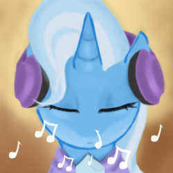 Size: 2700x2700 | Tagged: safe, artist:imgummy, derpibooru import, trixie, pony, unicorn, female, headphones, mare, music, music notes, solo