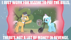 Size: 1280x720 | Tagged: safe, derpibooru import, igneous rock pie, trixie, earth pony, pony, unicorn, magic duel, female, glowing horn, hammer, horn, image macro, impact font, inigo montoya, levitation, magic, magic aura, male, mare, meme, stallion, telekinesis, the princess bride, trixivision, vizzini