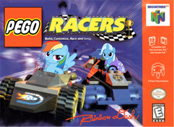 Size: 900x658 | Tagged: safe, artist:nickyv917, derpibooru import, rainbow dash, trixie, pegasus, pony, box art, lego, lego racers, parody