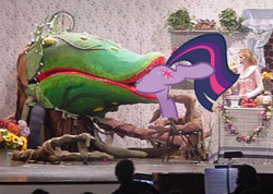 Size: 360x257 | Tagged: safe, twilight sparkle, pony, audrey 2, carnivorous plant, female, fetish, head first, little shop of horrors, mare, photo, preylight, vore