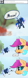 Size: 1400x3897 | Tagged: safe, artist:darkflame75, princess luna, scootaloo, bat pony, pony, bat ponified, race swap, scootabat, student of the night, tumblr