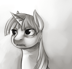 Size: 490x465 | Tagged: safe, artist:php27, derpibooru import, twilight sparkle, pony, unicorn, bust, crookedtrees, grayscale, monochrome, portrait, solo, style emulation