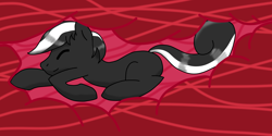 Size: 3264x1630 | Tagged: safe, artist:wolfie, oc, oc only, oc:jovial, original species, skunk, skunk pony, fetish, solo, vore