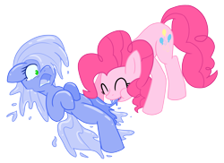 Size: 3831x2793 | Tagged: safe, artist:he4rtofcourage, pinkie pie, oc, goo pony, original species, pony, crying, digital art, eating, pinkie pred, simple background, slime, smiling, surprised, vore