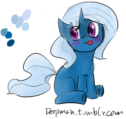 Size: 618x581 | Tagged: safe, artist:hombrederp, derpibooru import, trixie, pony, unicorn, blushing, cute, female, filly, mare, solo, tongue out