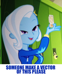 Size: 750x900 | Tagged: safe, derpibooru import, trixie, equestria girls, equestria girls (movie), crackers, exploitable meme, handi-snack, look what trixie found, peanut butter crackers, request, solo, that human sure does love peanut butter crackers, vector