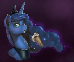 Size: 2319x1960 | Tagged: safe, artist:mrs1989, princess luna, alicorn, pony, food, ice cream, misleading thumbnail, solo