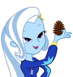 Size: 746x786 | Tagged: safe, artist:kressio, derpibooru import, edit, trixie, equestria girls, equestria girls (movie), exploitable meme, look what trixie found, pinecone, simple background, solo, transparent background, vector