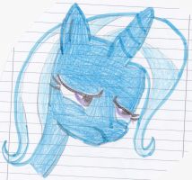 Size: 214x200 | Tagged: safe, artist:hermine456, derpibooru import, trixie, pony, unicorn, female, lined paper, mare, sad, solo, traditional art