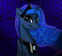 Size: 500x450 | Tagged: safe, artist:xxmarkingxx, princess luna, alicorn, pony, female, horn, mare, smiling, solo