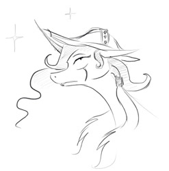 Size: 500x506 | Tagged: safe, artist:negativefade, princess luna, alicorn, pony, bicorne, captain luna, hat, monochrome, solo